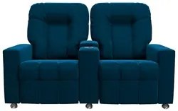 Poltrona Reclinável Para Cinema 2 Lugares Praddo FH9 Veludo Azul Marin