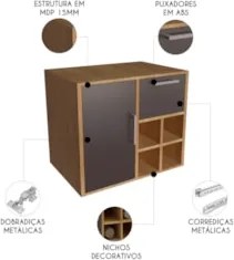 Gabinete Banheiro 68cm Para Cuba 1 Porta Nanna Mel/GrafiteF10 - Mpozen