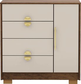 Cômoda Sapateira Vollard 4 Gavetas 1 Porta com Prateleira Nogueira/Fendi G98 - Gran Belo