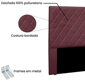 Cabeceira Cama Box Queen 160 cm Dubai Veludo S04 - D'Rossi - Vinho