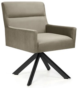 Poltrona Angel Veludo Bege B-68 Base Giratória Eiffel Preto - D'Rossi