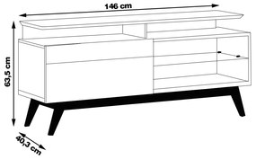 Rack Bancada 1 Gaveta com Nicho 146cm Amy Off White/Nature G29 - Gran Belo