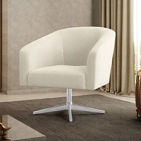 Poltrona Decorativa Giratória Cromada Stella Bouclê D03 - D'Rossi - Bege
