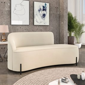 Sofá 3 Lugares Orgânico 180cm Pé Ferro Preto Morgan Veludo D03 - D'Rossi - Bege