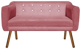 Namoradeira 02 Lugares Julia Suede Rose com Strass 140 cm Pés Palito Castanho - D'Rossi