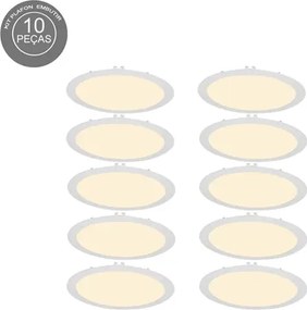 Kit 10 Plafons Led Embutir Redondo 24W Branco Yamamura