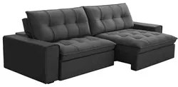 Sofá Retrátil Reclinável 3 Lugares 250cm Argon F05 Veludo Grafite - Mp
