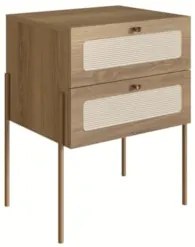 Mesa de Cabeceira Com 2 Gavetas Pé Metal Arlo A10 Hanover/Dourado - Mp