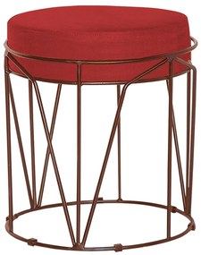 Puff Decorativo Sala de Estar Base Bronze Chloe Suede Vermelho G41 - Gran Belo