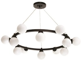 Pendente Solênio Redondo Ø70X20Cm Globo Fechado Ø8Cm 12Xg9 - Old Artis... (PRETO, CLEAR (Transparente))