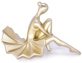 Escultura Bailarina Decorativa Em Poliresina Dourado 23 Cm - D'Rossi