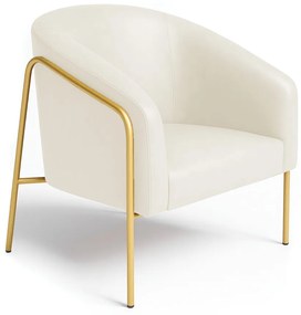 Poltrona Sala Industrial Alta Dourado Stella Sintético PU D03 - D'Rossi - Bege