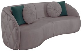 Sofá Decorativo 240cm com Almofadas Redondas Clarke Veludo Rosê G45 - Gran Belo