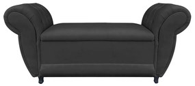Recamier com Baú Grécia 195 cm Namoradeira Calçadeira Suede Preto D'Rossi