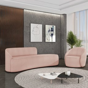 Sofá 4 Lugares Orgânico 220cm Morgan e Poltrona Lua Bouclê D03 - D'Rossi - Rose
