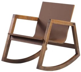 Poltrona Resident cor Rustic Brown com Couro e Base Balanco 89cm - 50327 Sun House