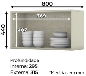 Armário Aéreo 1 porta Basculante 80cm Henn
