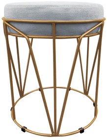 Puff Multiuso com Mesa Babu 2 em 1 Suede Base Dourado D'Rossi - Cinza
