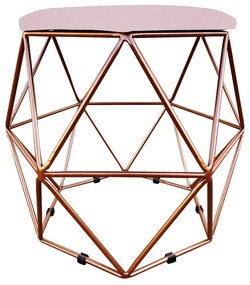 Puff Aramado Hexágono Decorativo Industrial Cobre com Suede D03 - D'Rossi - Rosa Bebê