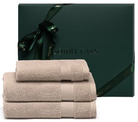 Kit Presente 2 Toalhas de Rosto + 1 Toalha de Lavabo Literie 100% Algodão Allure - Beige  Beige