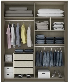 Guarda Roupa Roupeiro 2 Portas com Espelho 3 Gavetas Damasco