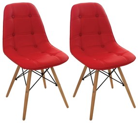Conjunto 2 Cadeiras Eames Eiffel Botonê - Vermelho