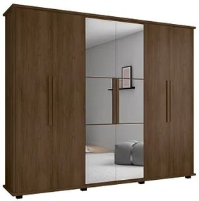 Guarda-Roupa Casal com Espelho 6 Portas 4 Gavetas Canadá Freijó - RV Móveis