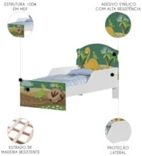 Mini Cama Infantil 148x68cm Com Proteção Lateral Dinossauro K06 - Mpoz