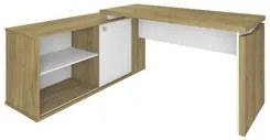 Mesa Escrivaninha em L Sharp e Balcão 70cm 2 Portas Tok A06 Olmo/Branc