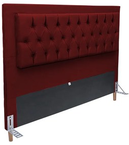 Cabeceira Cama Box Solteiro 90cm Paris Capitonê Suede Bordô - Sheep Estofados - Vermelho escuro