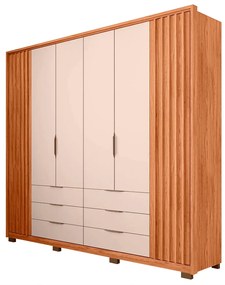 Guarda Roupa Essence Casal Ripado 6 Portas de Bater 6 Gavetas MDP Freijo/OffWhite G11 - Gran Belo