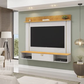 Painel Decorativo para TV 70" Vittar Ripado Canelado Porta Basculante Bali/Cedro G18 - Gran Belo