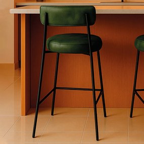 Banqueta Cozinha Alta com Encosto Industrial Preto Londres PU D03 - D'Rossi - Verde