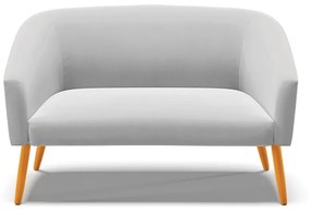 Namoradeira 02 Lugares Stella Suede Cinza Pés Palito Castanho - D'Rossi