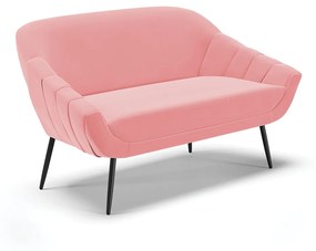 Namoradeira 02 Lugares Giovana Suede Rosê Pés Palito de Ferro - D'Rossi