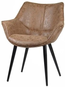Cadeira Anne Corino Cor Marrom Vintage Base Preta - 58281 Sun House