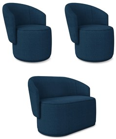 Namoradeira e 2 Poltronas Orgânica para Sala Malu Bouclê M11 - D'Rossi - Azul