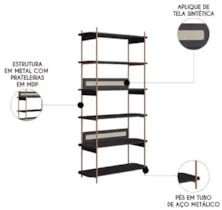 Estante Industrial Pés de Metal Arlo A10 Nero/Dourado - Mpozenato