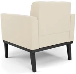Poltrona Decorativa Base Madeira Preto Ana Linho Bege - Ibiza