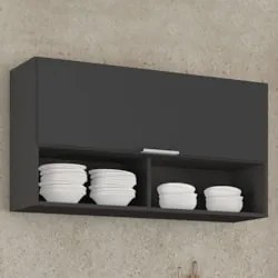 Armário de Cozinha Aéreo 100cm Pérola Z34 Preto             - Mpozenat