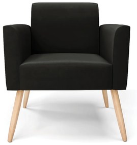 Kit 2 Poltronas Pés Palito Natural Marisa Suede Preto D03 - DRossi