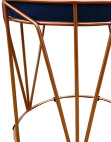 Puff Multiuso com Mesa Babu 2 em 1 Suede Base Cobre D'Rossi - Azul Marinho
