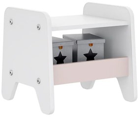 Banquinho Infantil Arredondado Porta Objetos - Branco/rosa