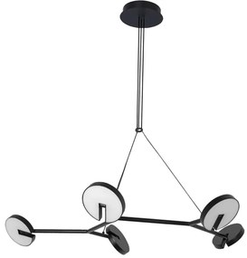 Pendente Led Acrilico Aluminio Preto 55W 3000K Luna