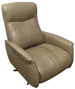 Poltrona do Papai Reclinável Retrátil Botão Elétrica Conde Giratória USB Couro Capuccino G76 - Gran Belo