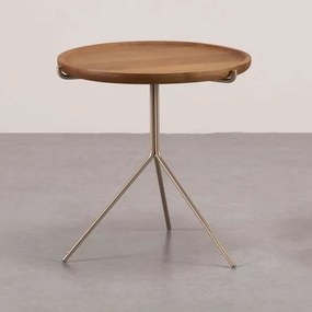 Mesa de Apoio Lizzy Baixa Tampo Natural Base Champagne - 78044 Sun House