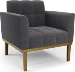 Poltrona Sala Base Madeira Castanho Kit 2 Ana Bouclé Grafite - Ibiza