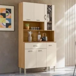 Armário de Cozinha Compacta 90cm Bruna Plus Freijó/Soft Z06 - Mpozenat