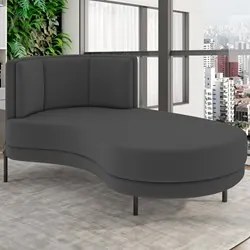Chaise Longue Divã 164cm Braço Esquerdo Logus D06 Veludo Cinza - Mpoze
