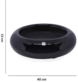 Vaso Bacia Decorativo Redondo Preto M 13x40 cm - D'Rossi